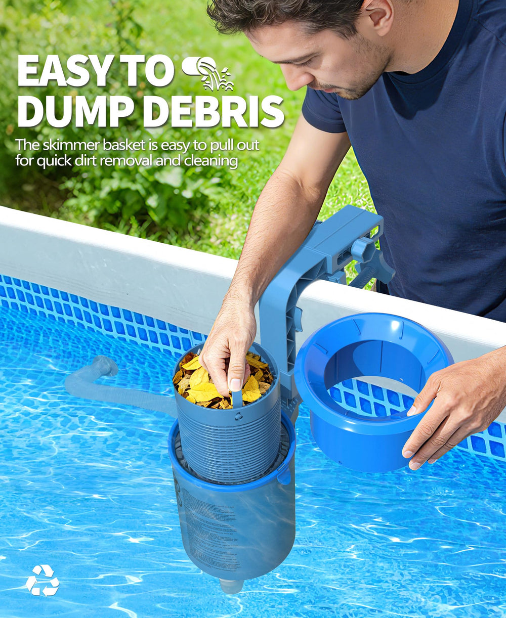 DeeprClean skimmer entorno lifestyle piscina, limpieza continua sin esfuerzo