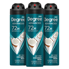 Degree Coconut Rush frontal del envase mostrando el diseño y beneficio de larga protección