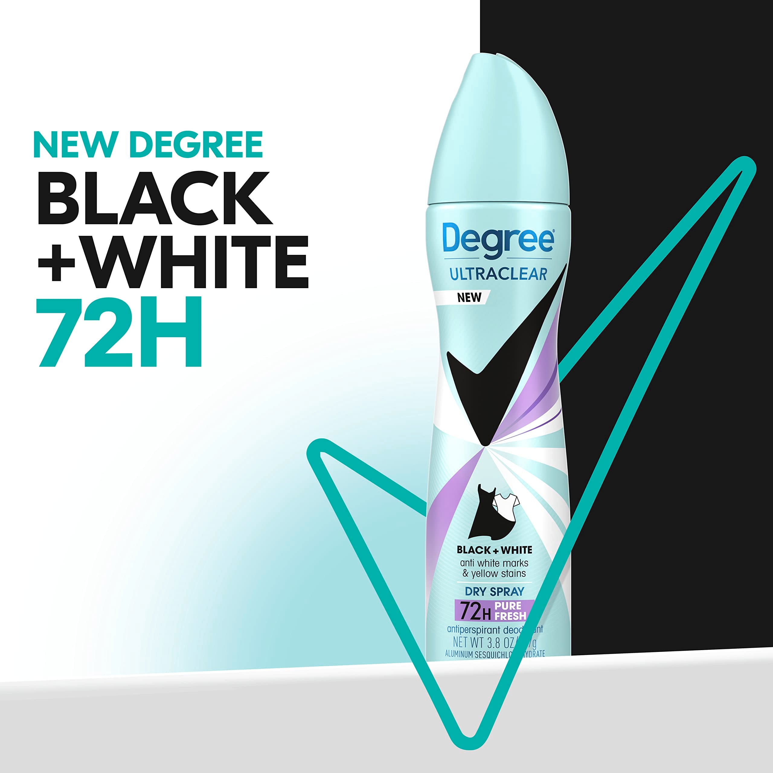 Degree primer plano del spray seco que destaca su textura y secado rápido