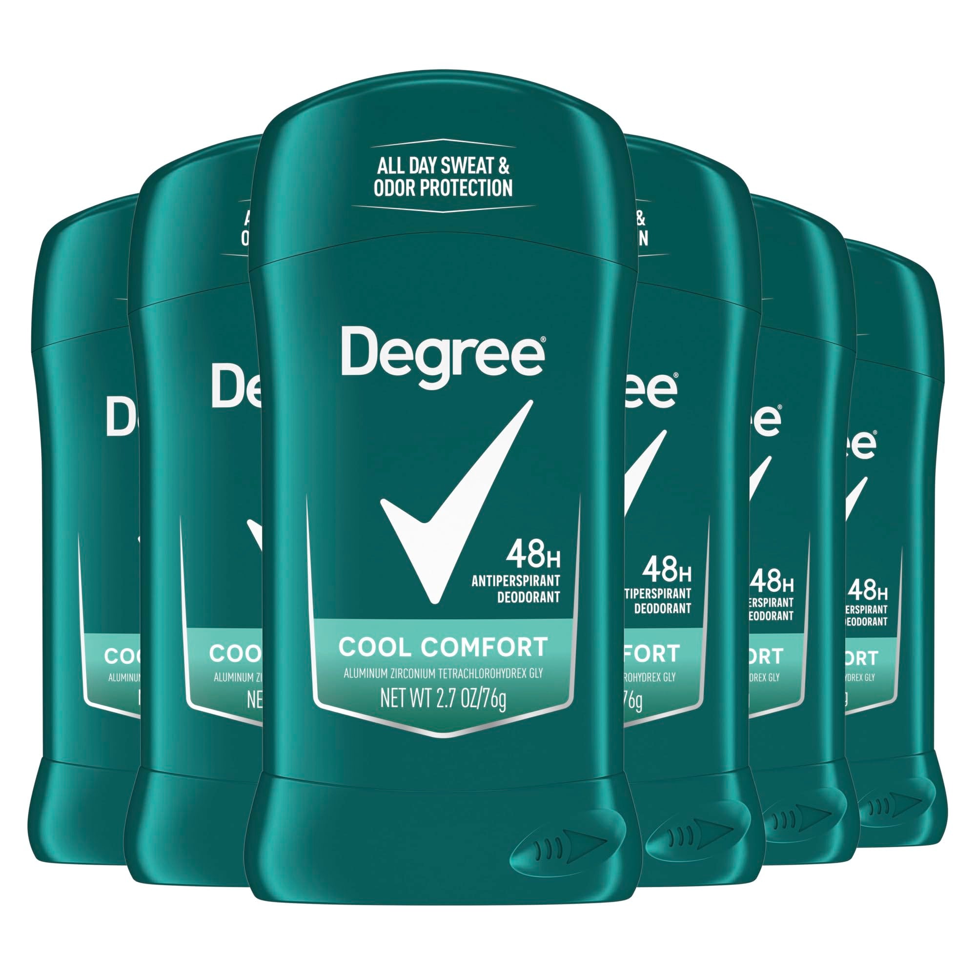 Degree frente del empaque mostrando pack de seis y beneficio de ahorro