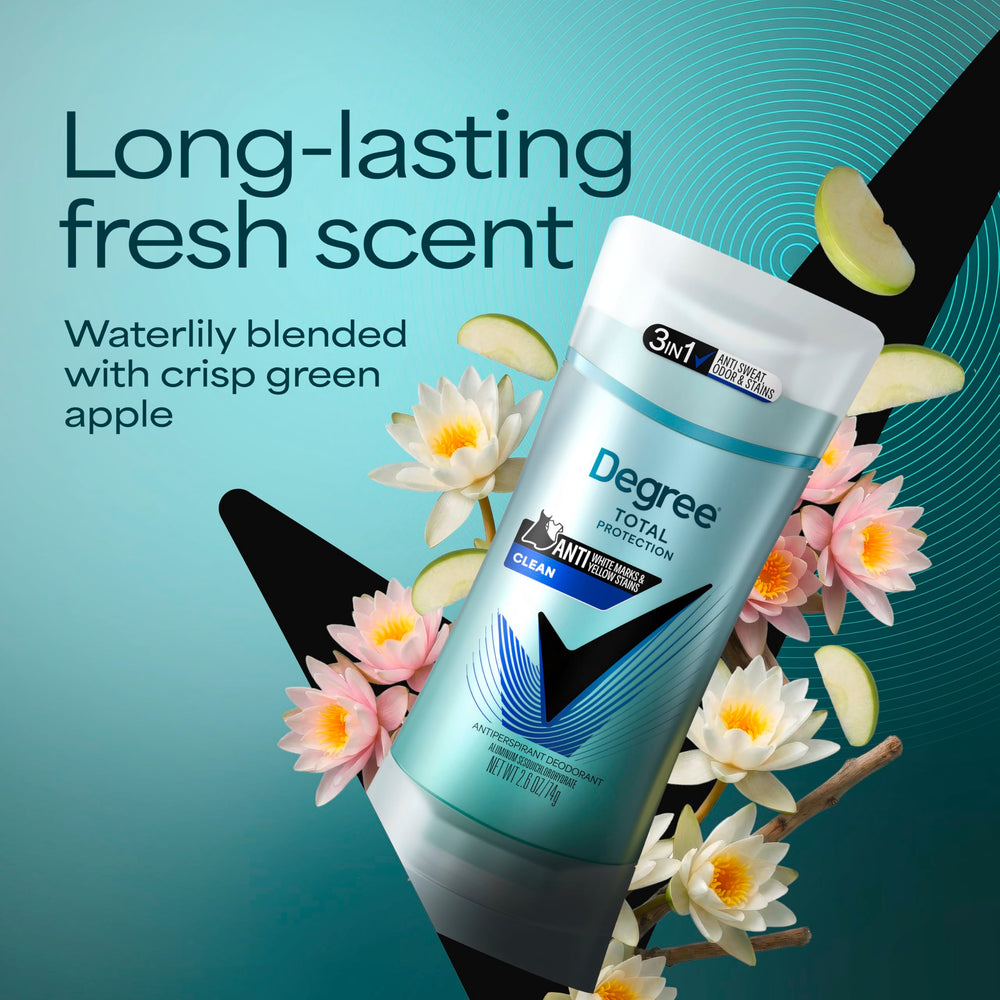 Degree Pure Clean comparación de tamaño 2.6 oz para referencia