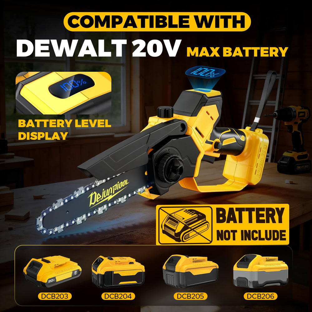 DEJUNPIOOL with 6-inch and 8-inch guide bars and spare chains for versatile cutting