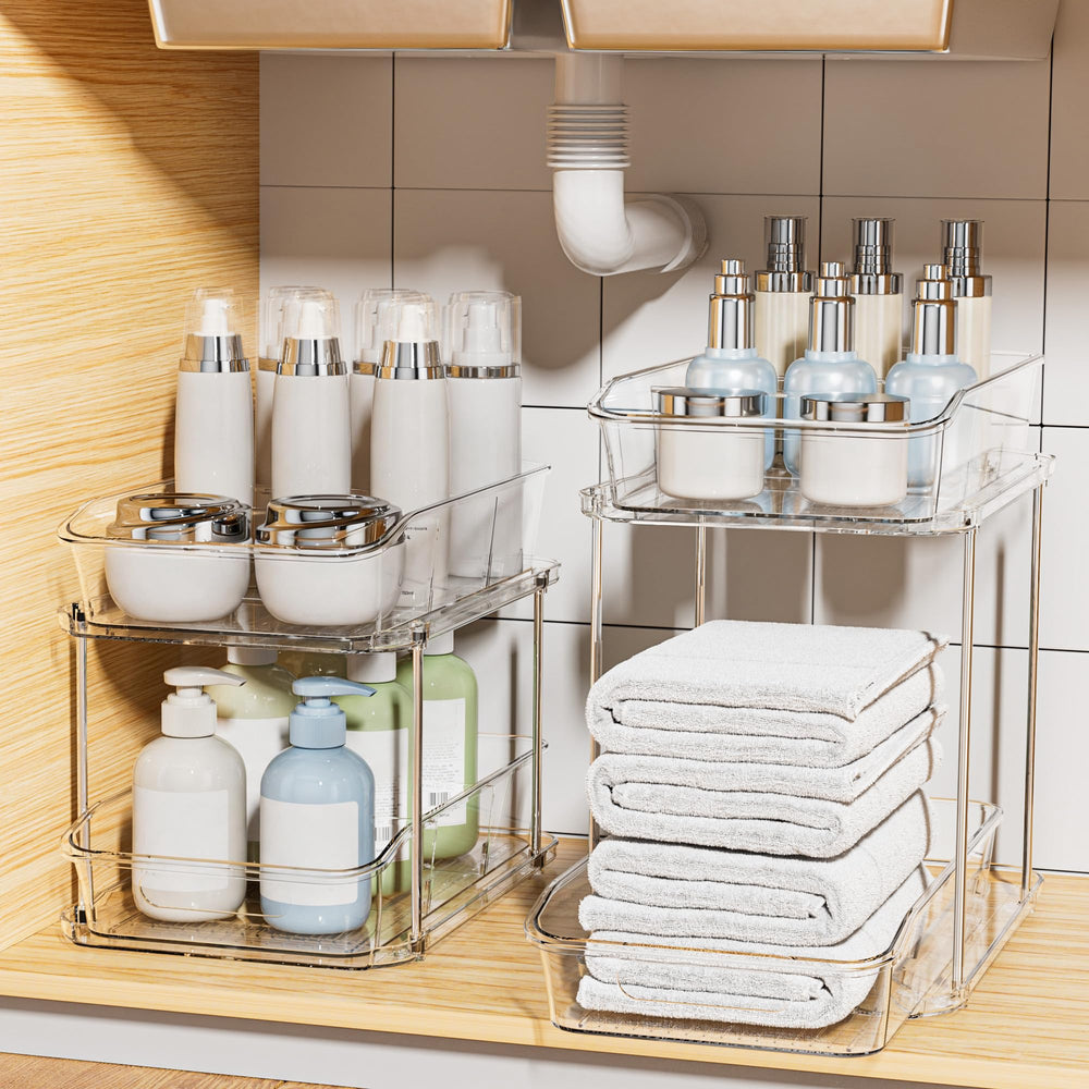 Delamu vista frontal del pack de 2 organizadores para maximizar espacio