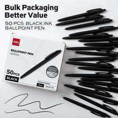 deli pen tip closeup highlighting 1.0mm ballpoint for smooth consistent lines