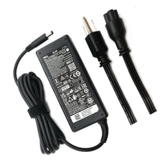 Dell adaptador 65W frontal mostrando diseño compacto y fiabilidad