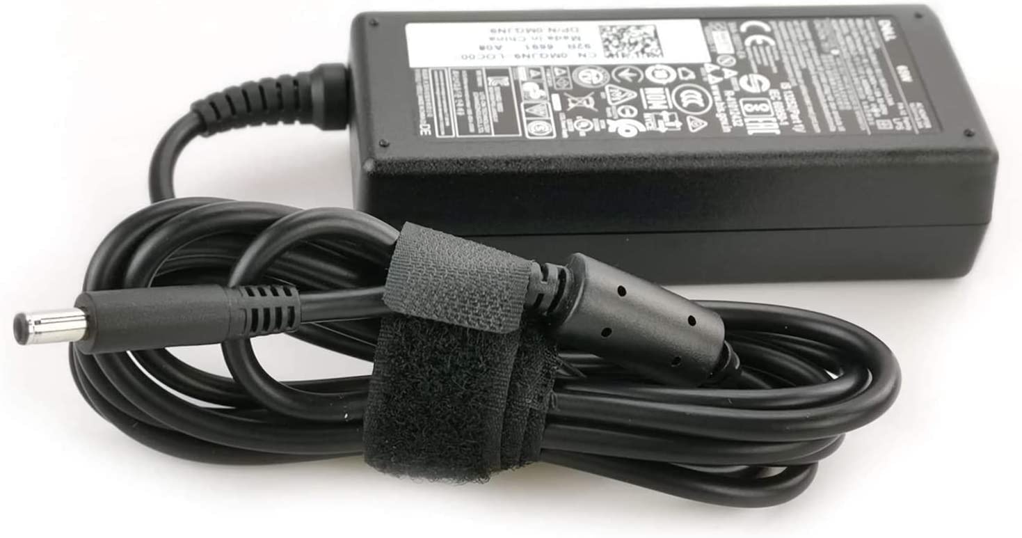 Dell charger packed inside laptop bag for portable charging on the go