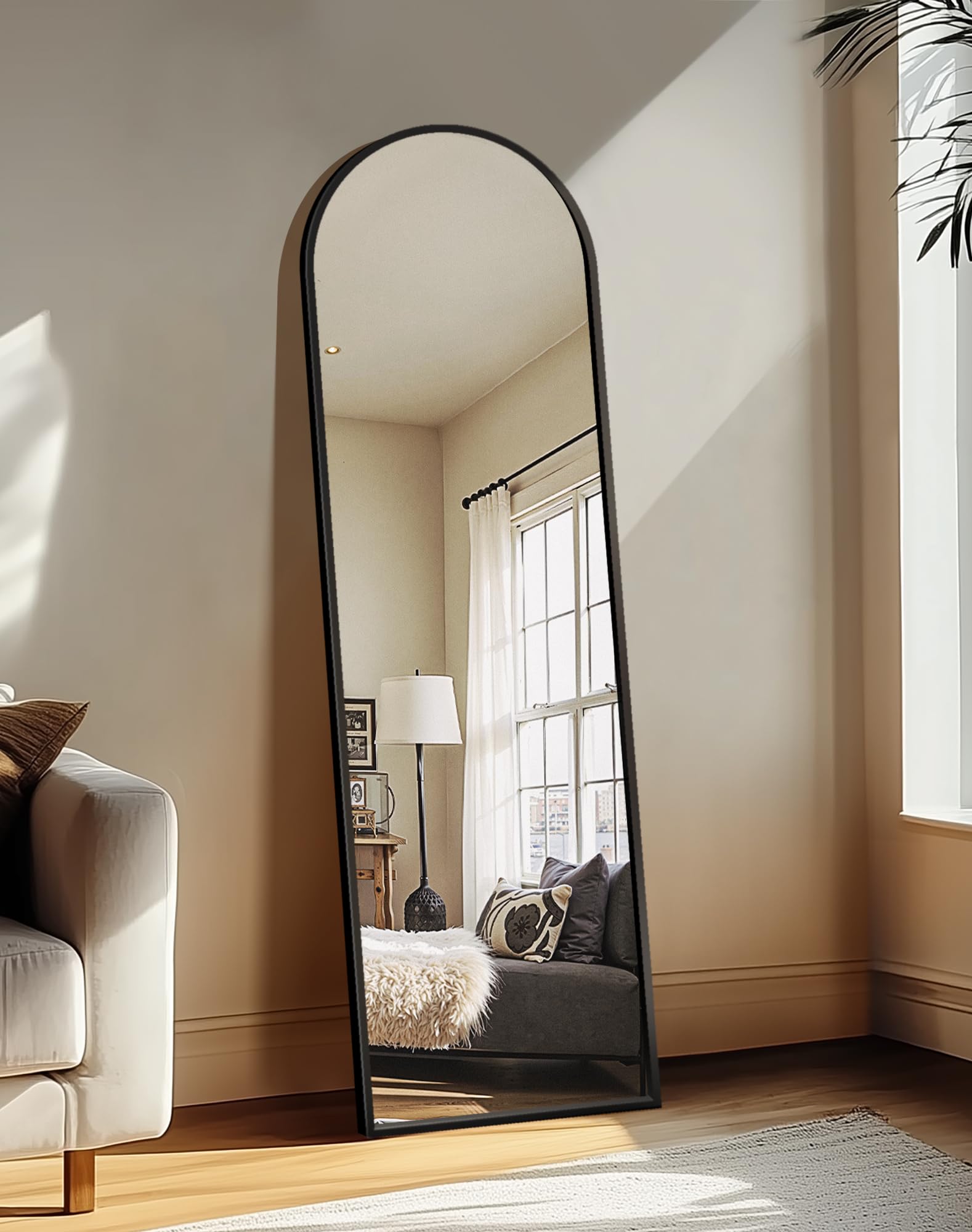 Delma mirror behind door installation showing slim 15-inch fit and convenient use
