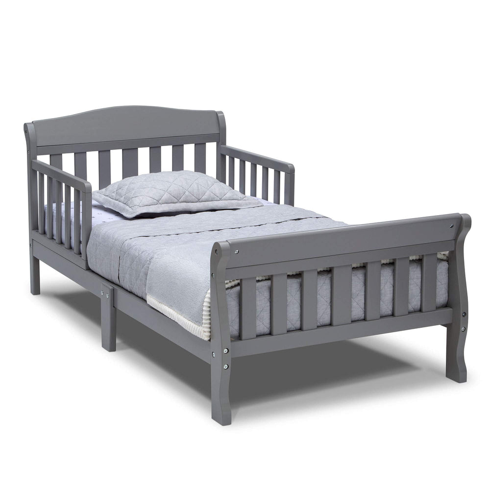 Delta Children Canton front view in grey showing safe, sturdy design