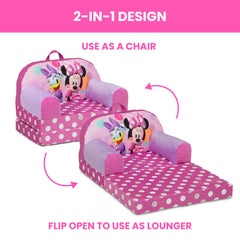 Delta Children sillón Minnie desplegado como lounger, espacio para siestas