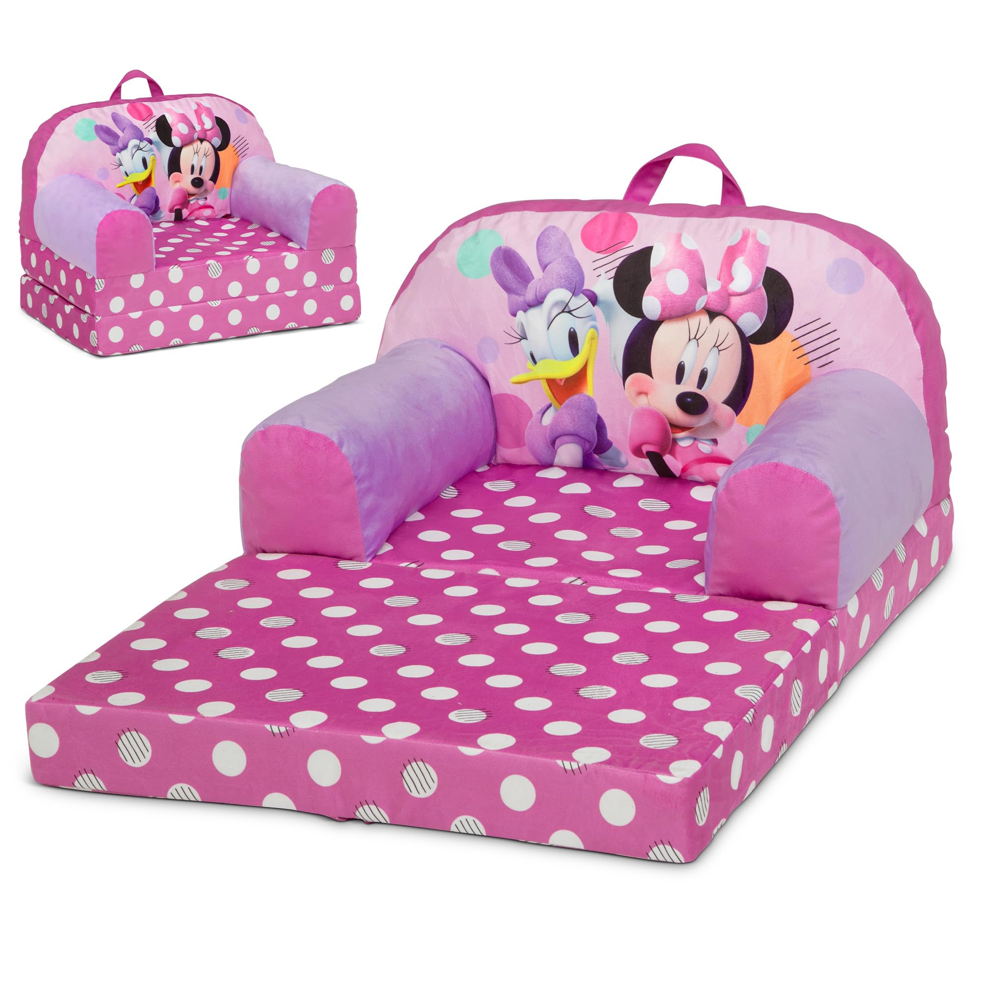 Delta Children sillón Minnie frontal en rosa, cómoda zona de lectura
