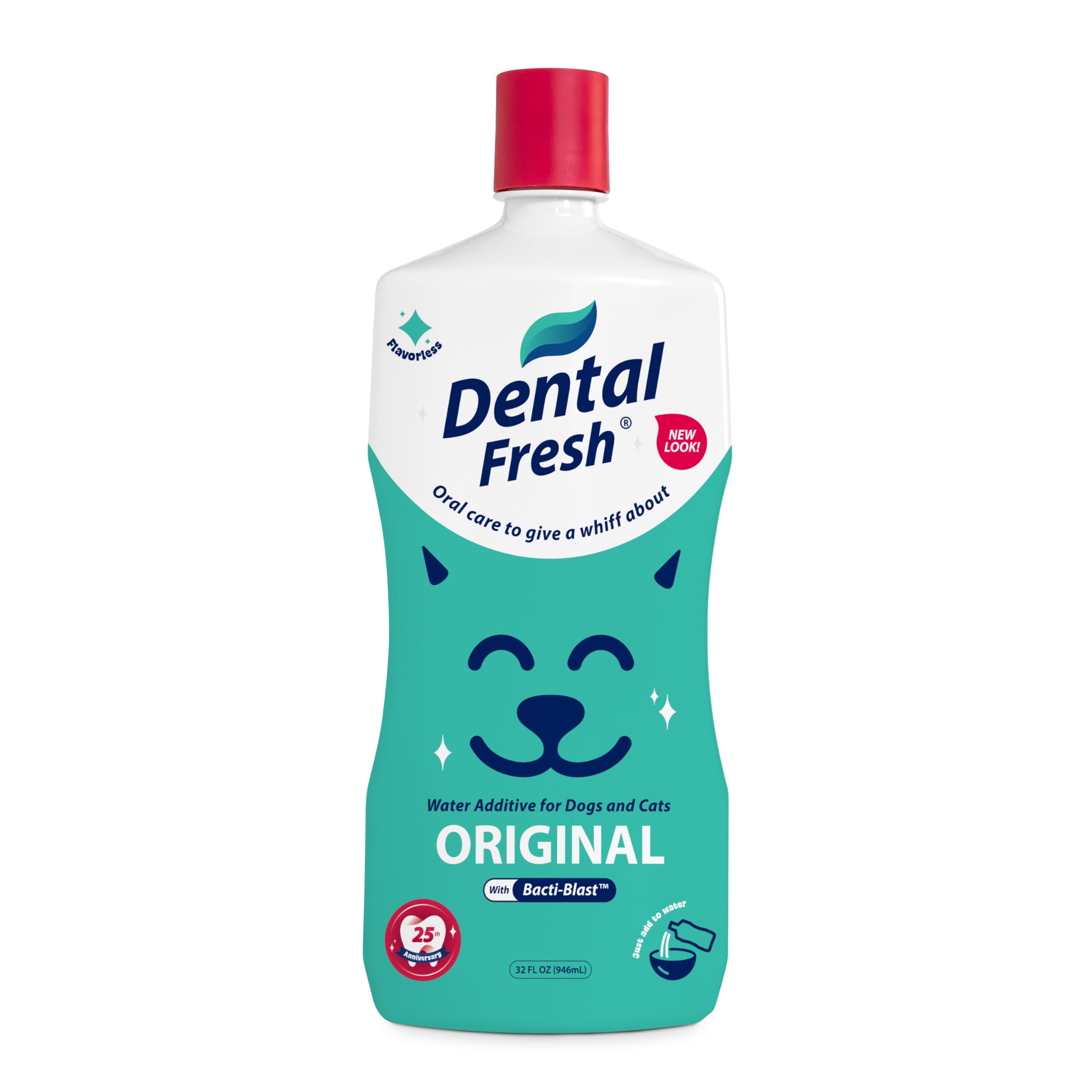 Dental Fresh botella frontal mostrando etiqueta y volumen, práctico para dosificar