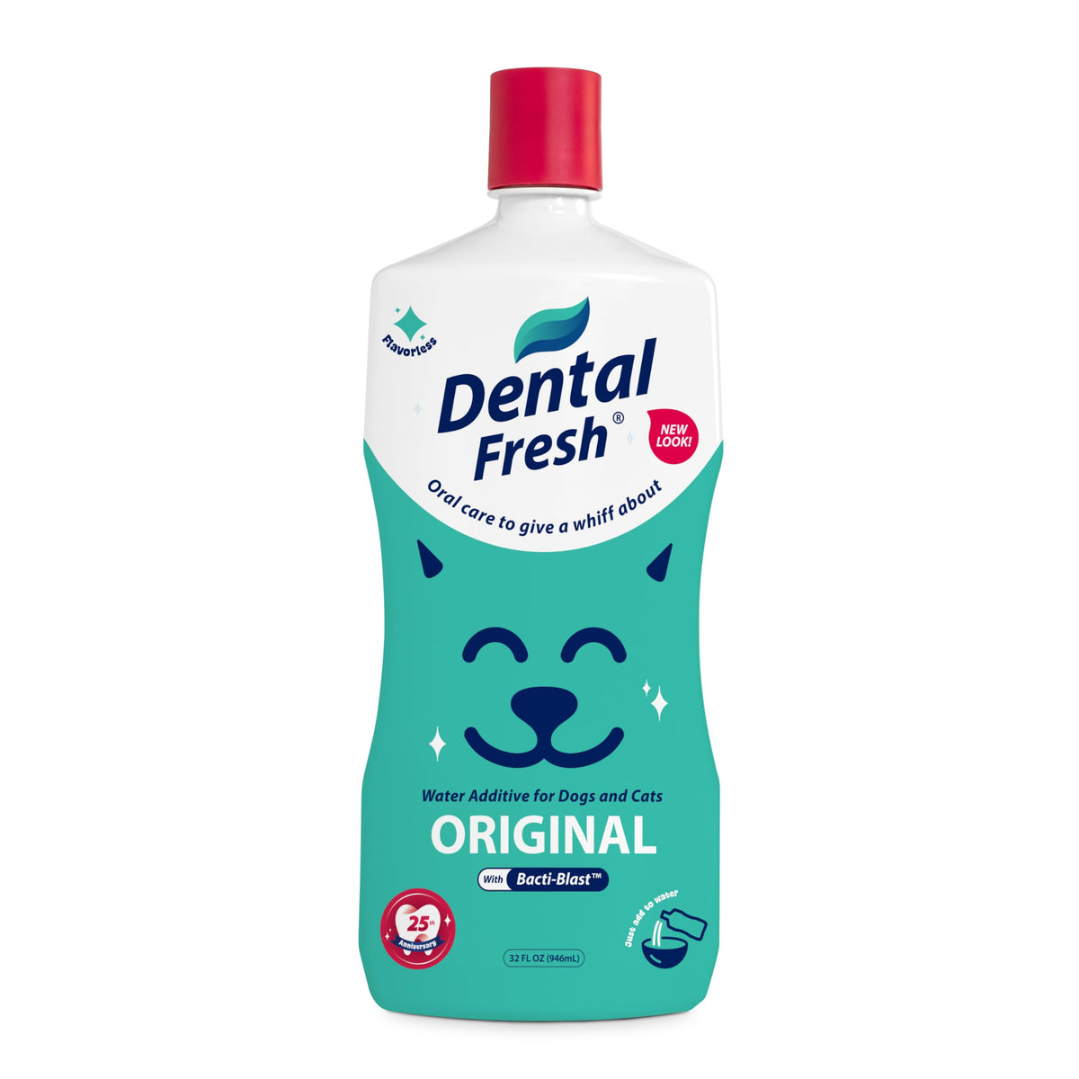 Dental Fresh botella frontal mostrando etiqueta y volumen, práctico para dosificar