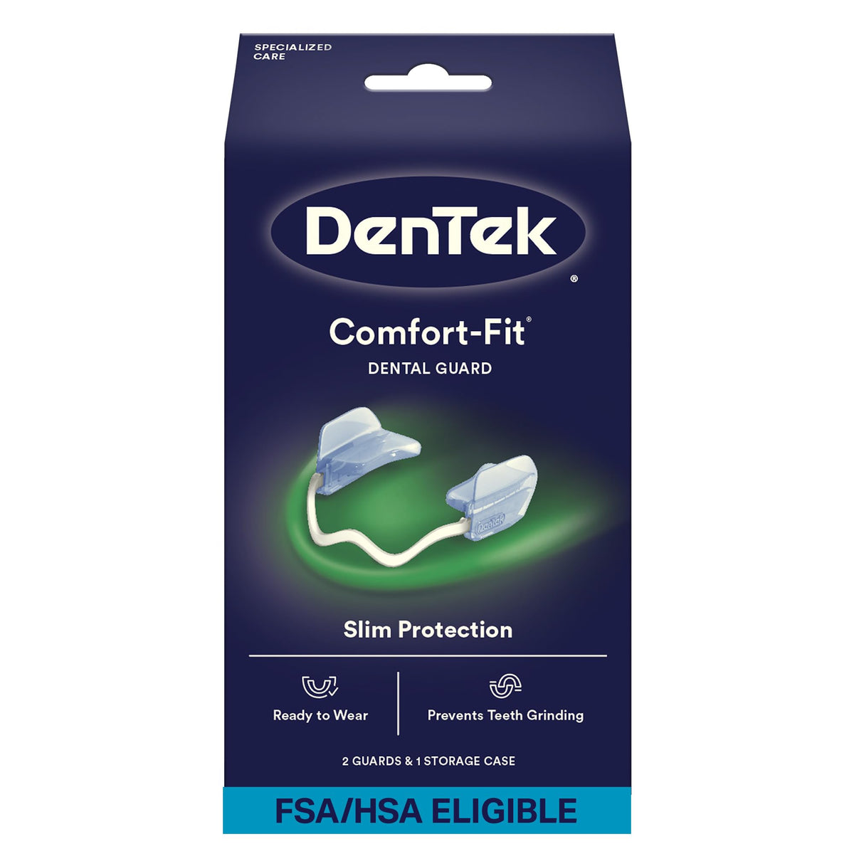 DenTek protector frontal en su empaque mostrando el diseño y facilidad de uso