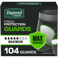 Depend empaque frontal con 104 guardas mostrando cantidad y discreción
