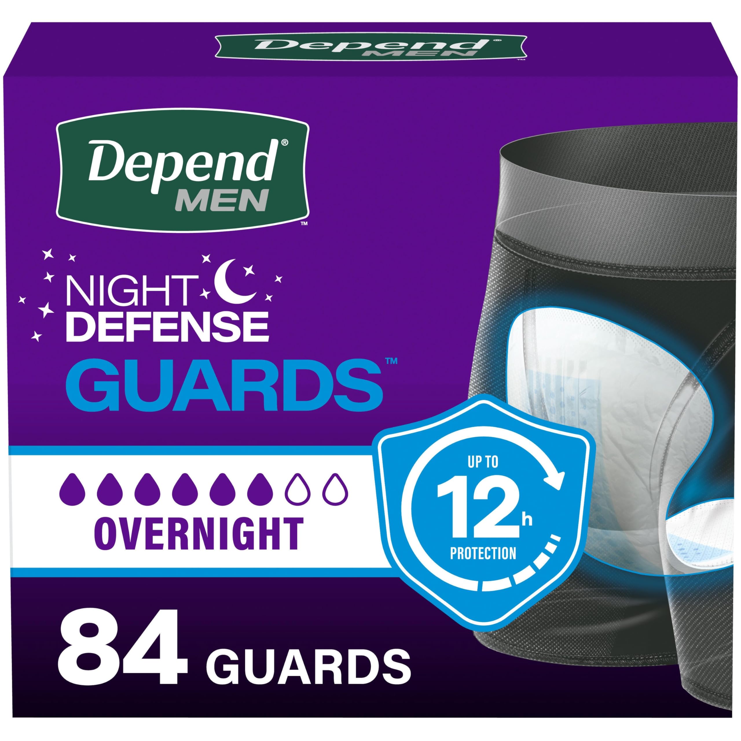 Depend pack frontal mostrando 84 unidades y conveniencia