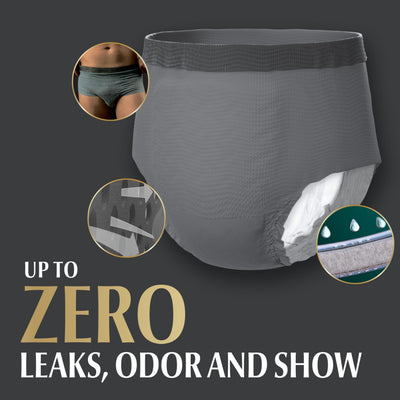 Depend stretch waistband detail demonstrating secure, comfortable fit