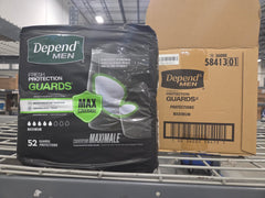 Depends close-up of cup shape and adhesive strip demonstrating secure fit benefit
