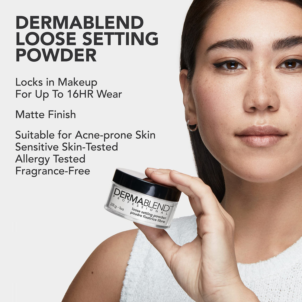 Dermablend 1 oz container beside ruler showing compact travel-friendly size