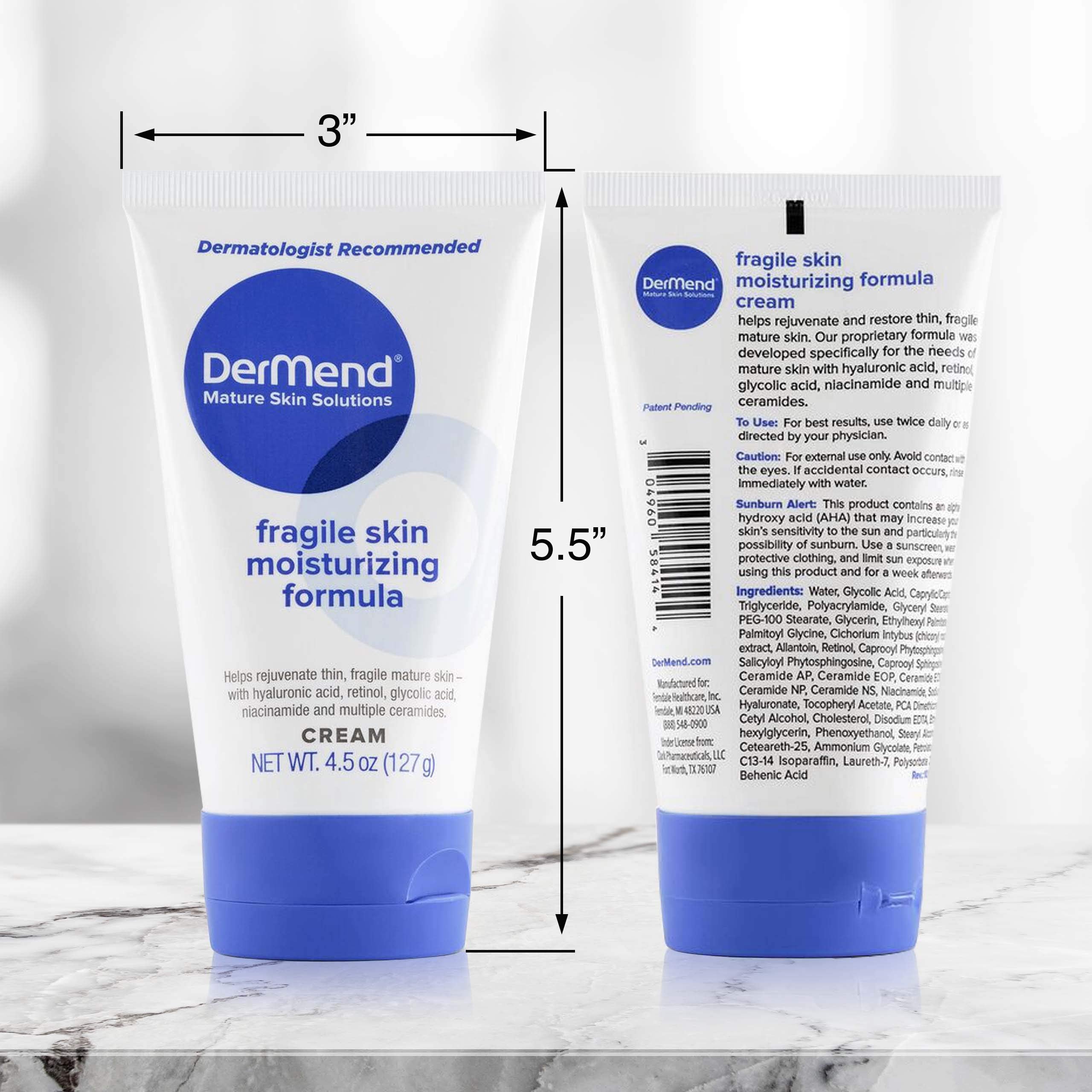 DerMend massaged into hands and neck improving softness and elasticity