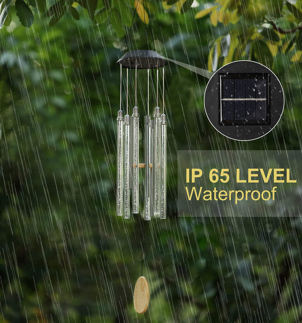 DesGully hanging in garden at dusk providing mood lighting and soothing sounds