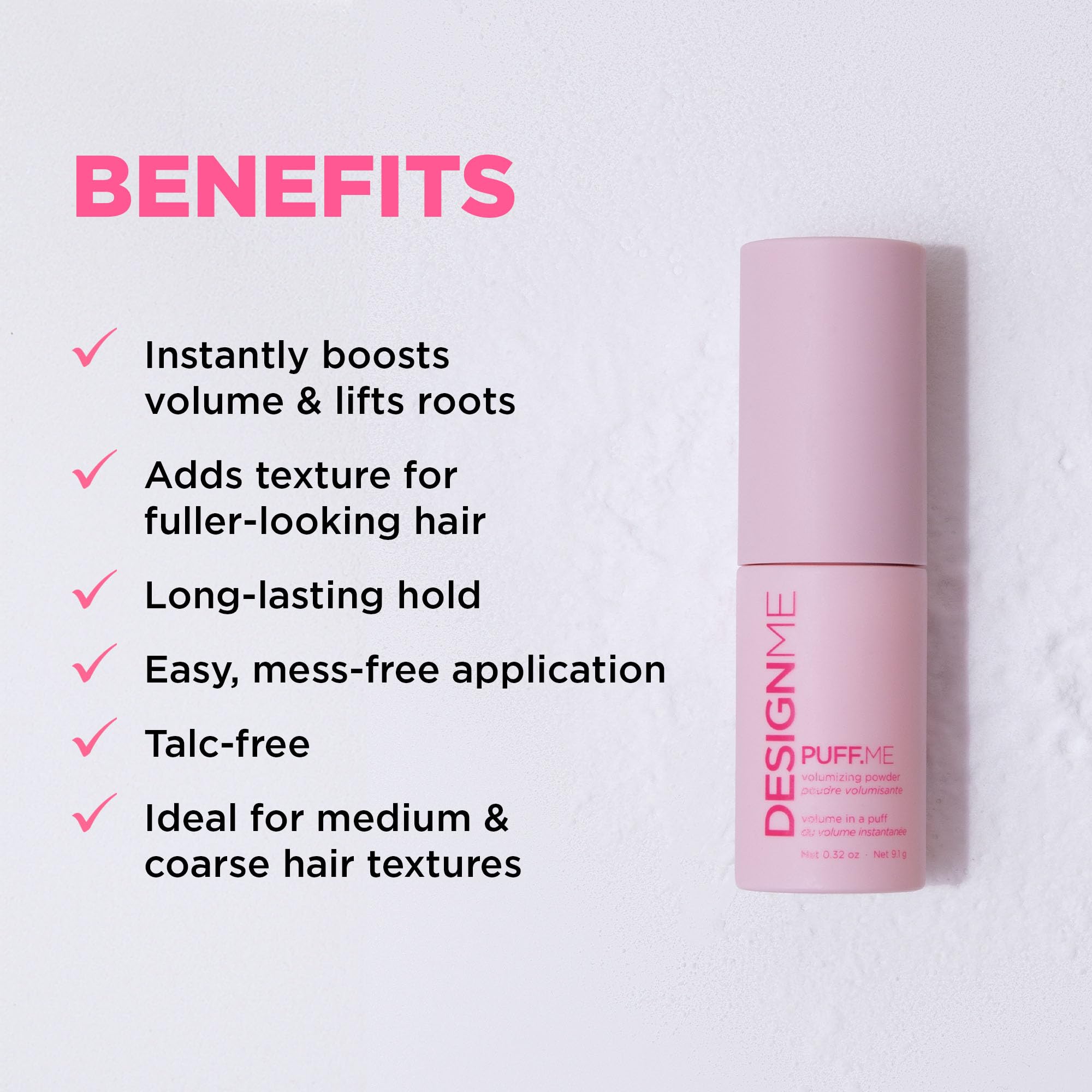 Design.Me Puff.ME demostración de aplicación en la raíz para levantar el cabello rápidamente