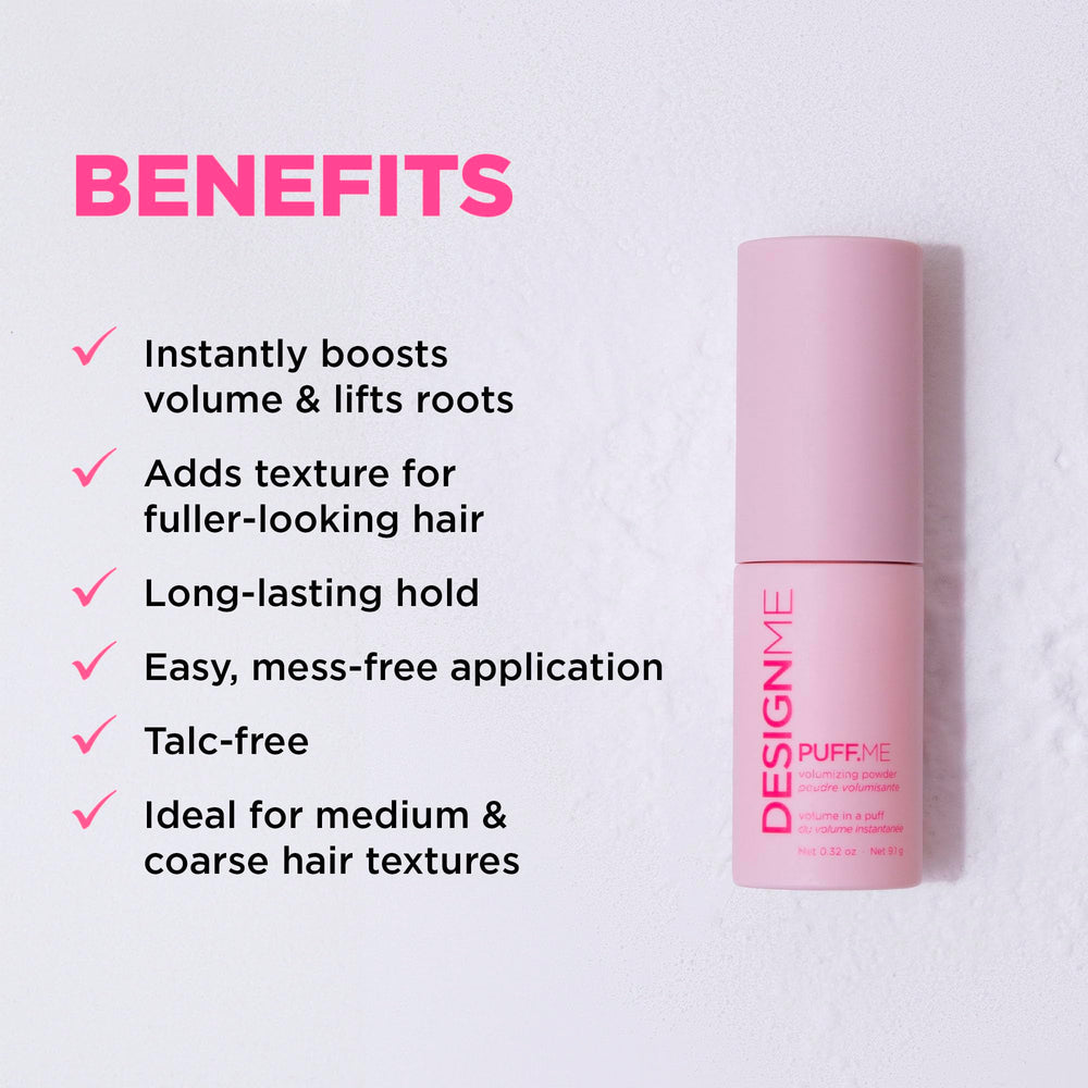 Design.Me Puff.ME demostración de aplicación en la raíz para levantar el cabello rápidamente