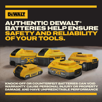DEWALT battery on charger indicating fast charging and convenience benefit