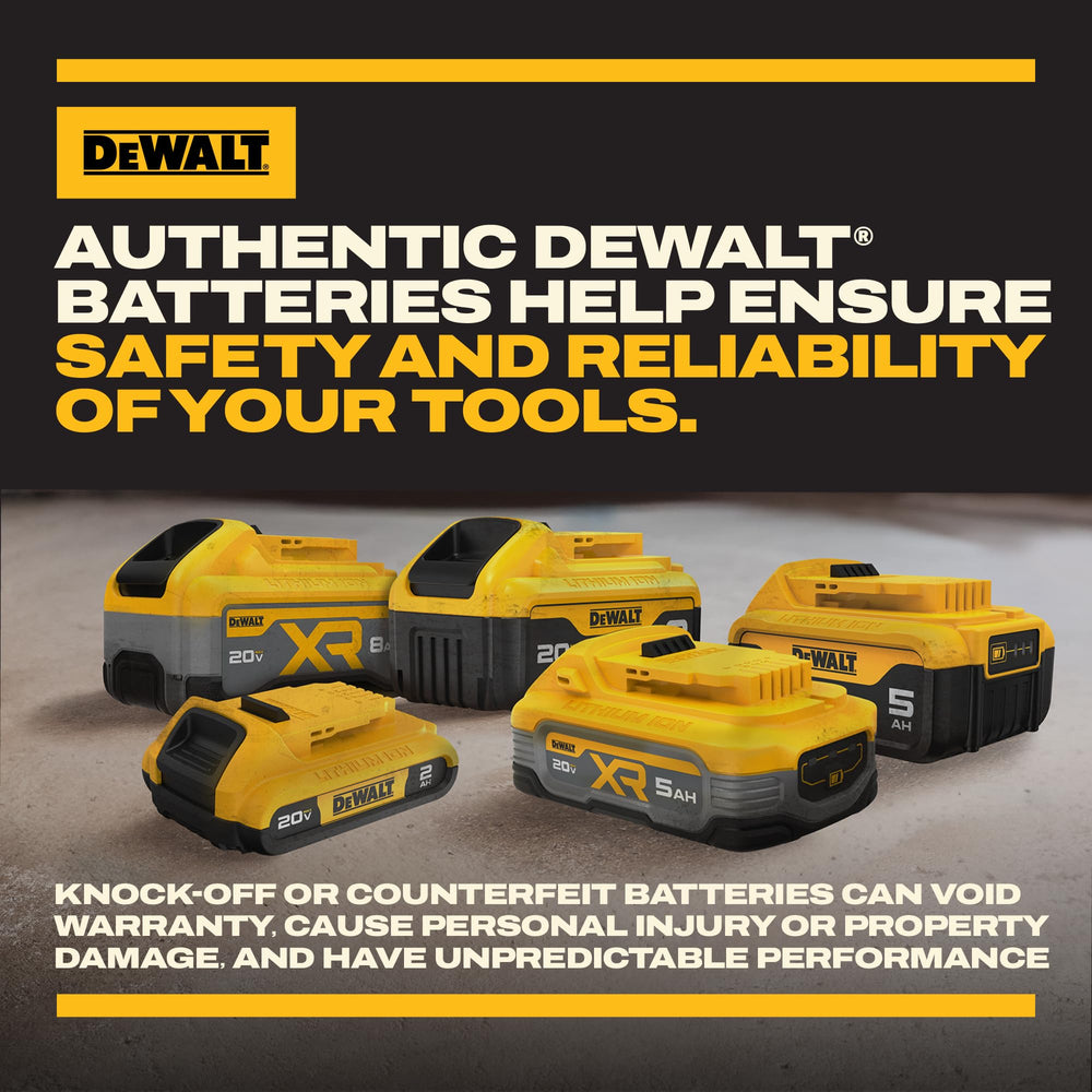 DEWALT battery on charger indicating fast charging and convenience benefit