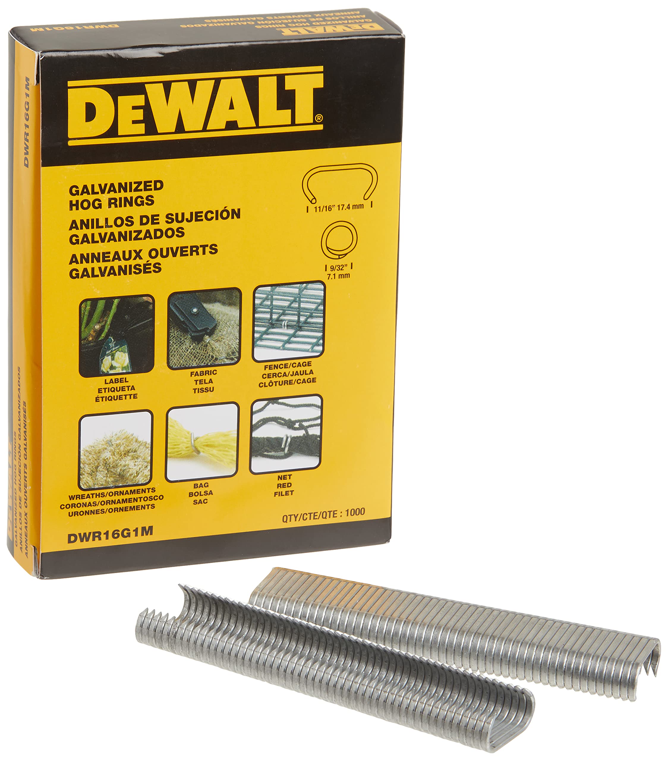 Paquete de 1000 anillos DEWALT #DWR16G1M listo para uso inmediato