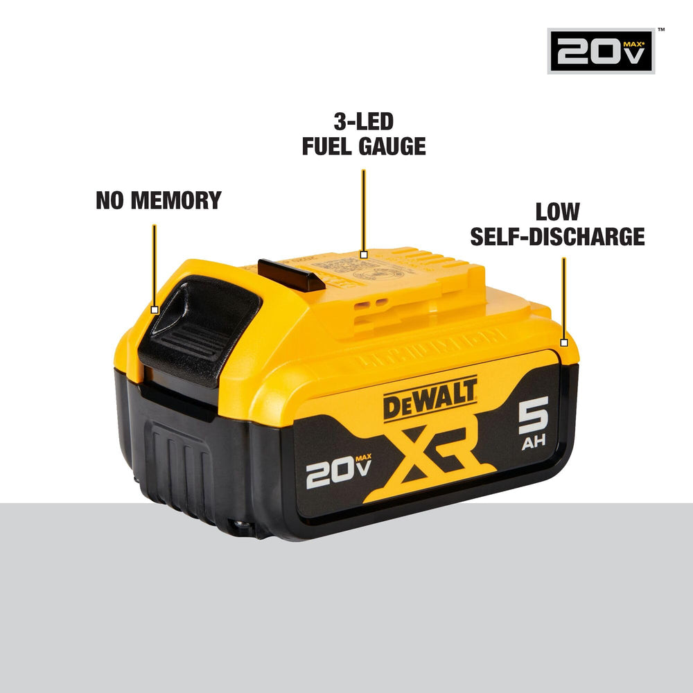 DEWALT battery on a scale showing lightweight 1.4 lb benefit