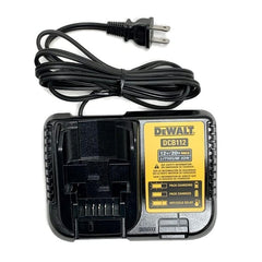 DEWALT cargador DCB112 conectado a batería 20V MAX en taller, recarga fiable