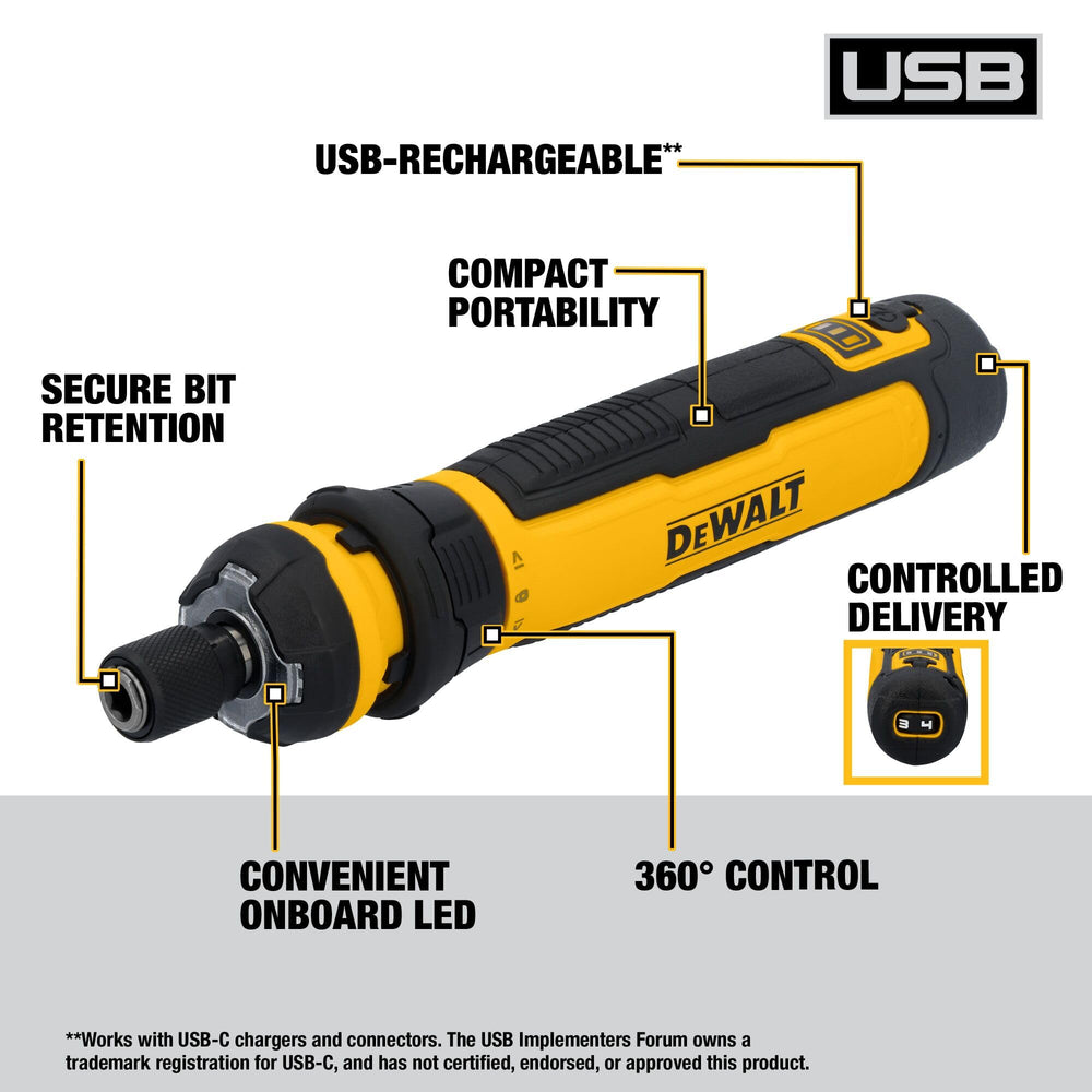 DEWALT close-up of FLEXDRIVE collar illustrating slide-to-drive control for faster operation