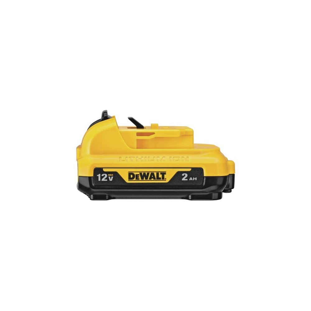 DEWALT DCB122 vista frontal del paquete mostrando batería compacta y portátil