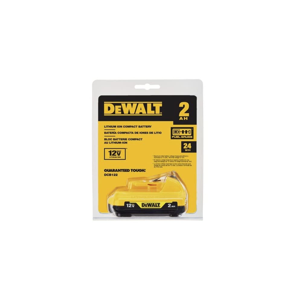 DEWALT DCB122 junto a una regla para comparar tamaño y facilitar transporte