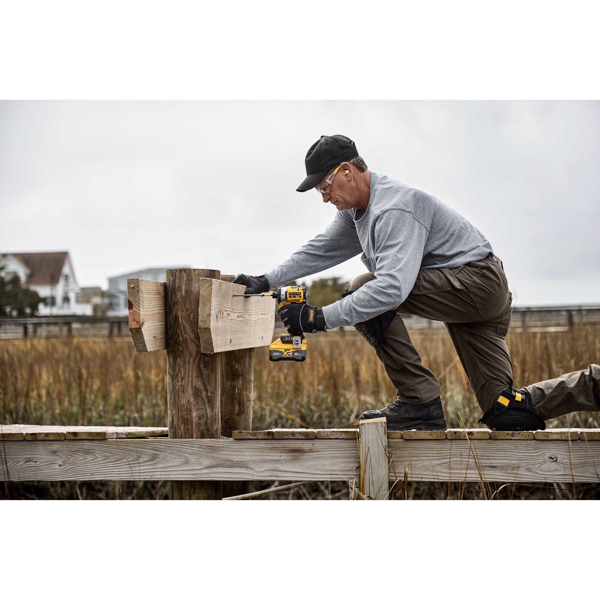 DEWALT DCF860B driving a screw into material to show high torque benefit