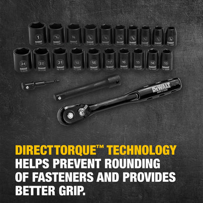 DEWALT extension and adapter laid out to show extended reach and versatility