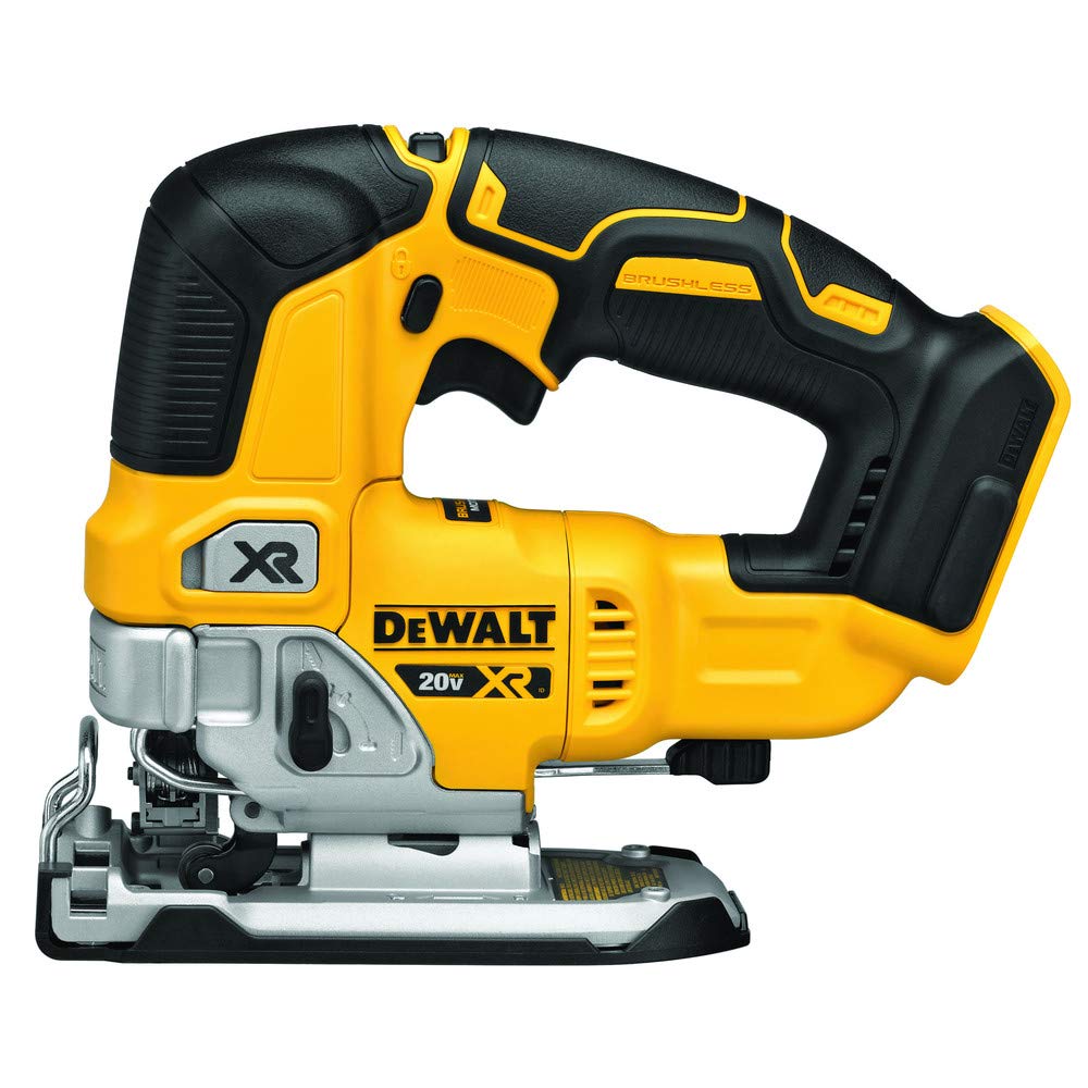 DEWALT jig saw front view showing compact design for improved control