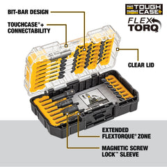 Zona FlexTorq DEWALT flexionando para absorber torsión y proteger la punta
