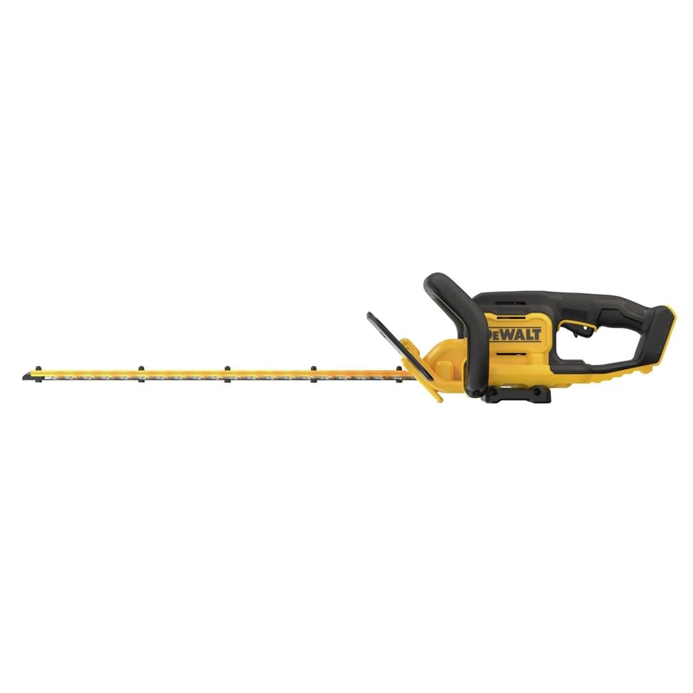 DEWALT trimmer next to ruler showing compact size and reach advantage