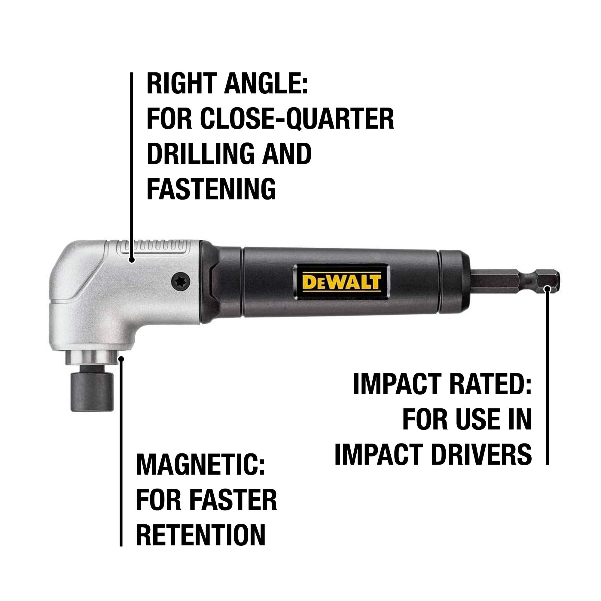 DEWALT adapter next to ruler showing 1.5 inch compact footprint for clearance benefit