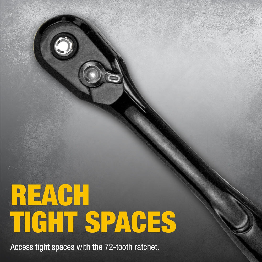 DEWALT laser-etched socket sizes visible for quick identification on jobsite