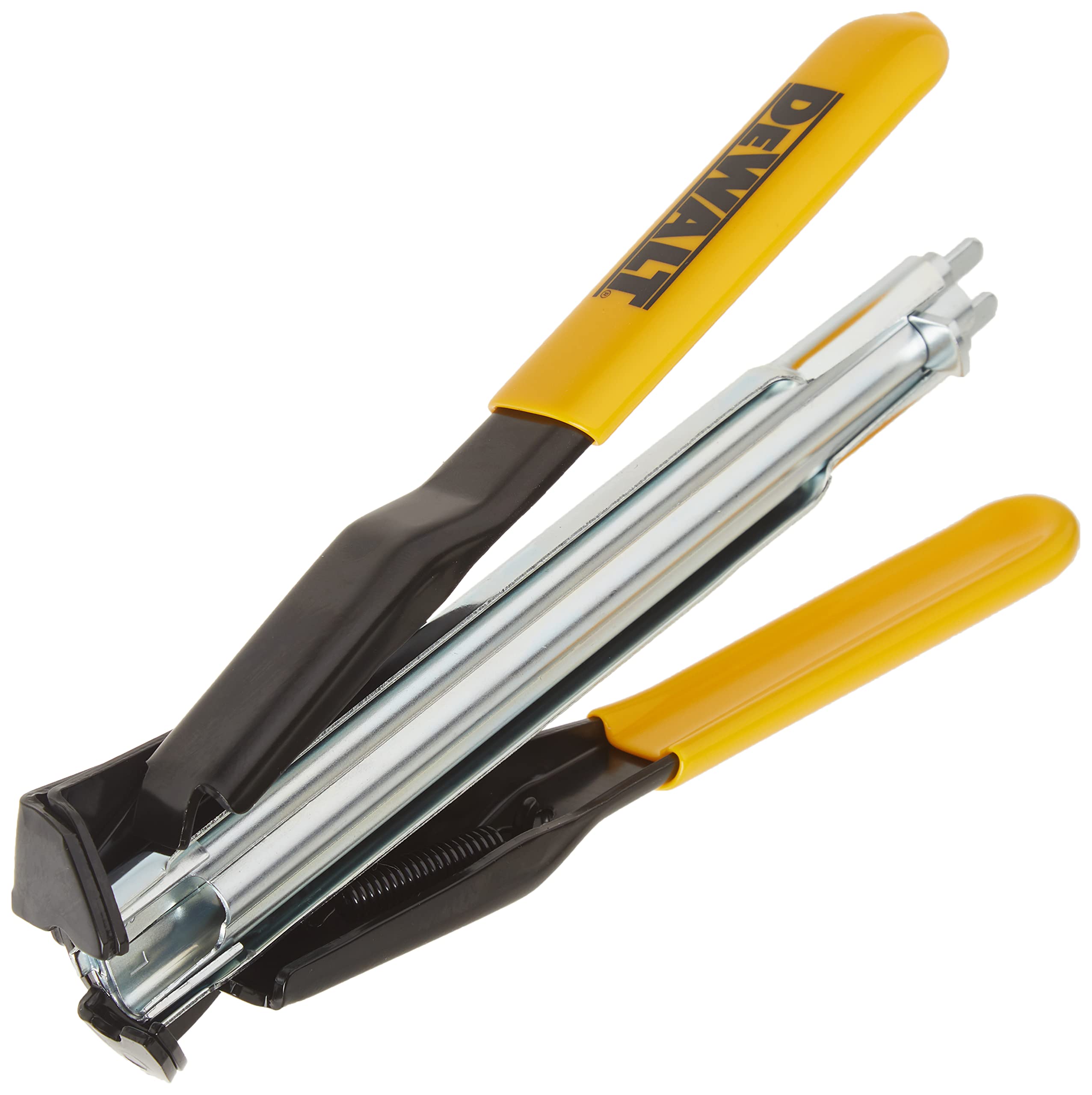 DEWALT tenazas hog ring vista frontal con agarres de goma para mayor control
