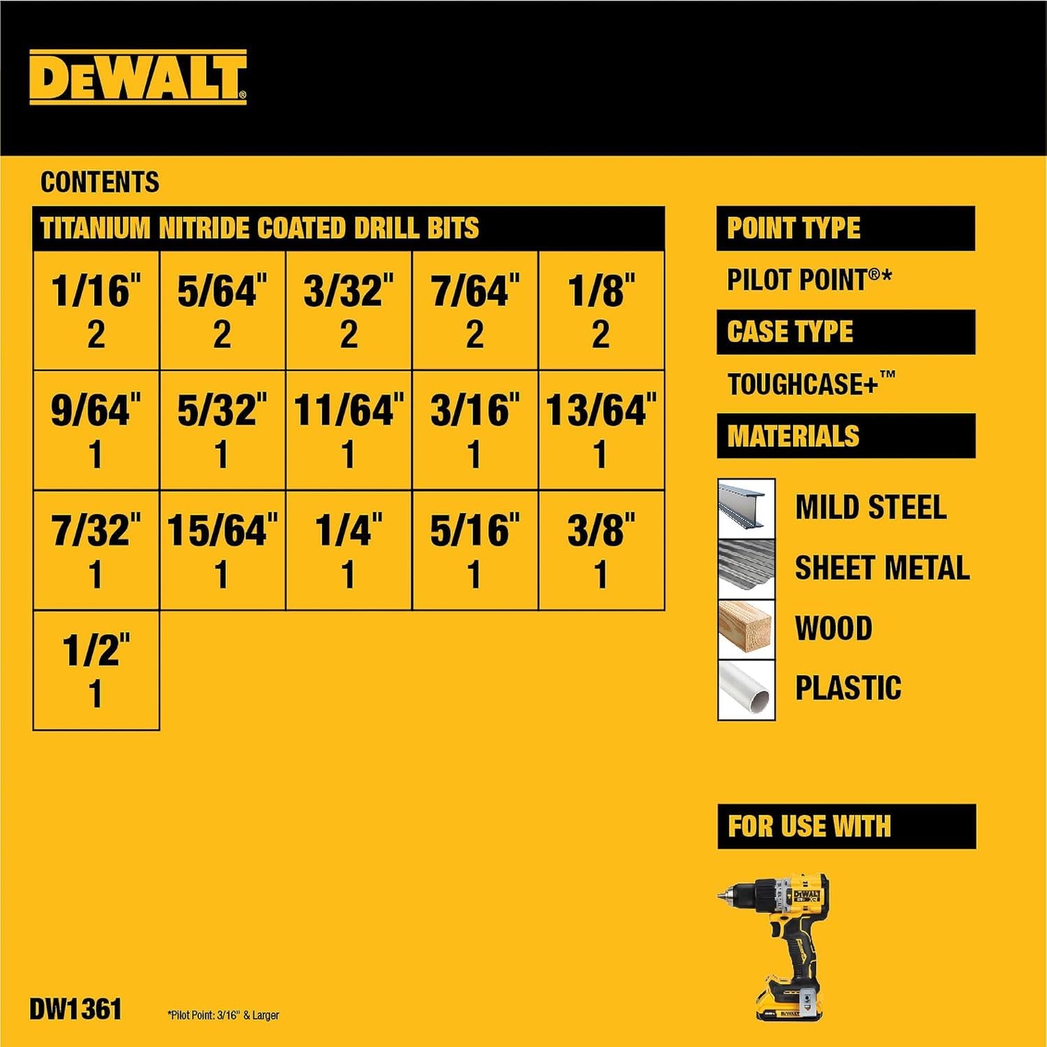DEWALT detalle del recubrimiento de nitruro de titanio mayor durabilidad
