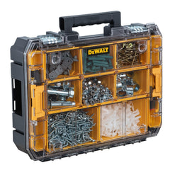 DEWALT compartimentos extraíbles organizando tornillos y accesorios