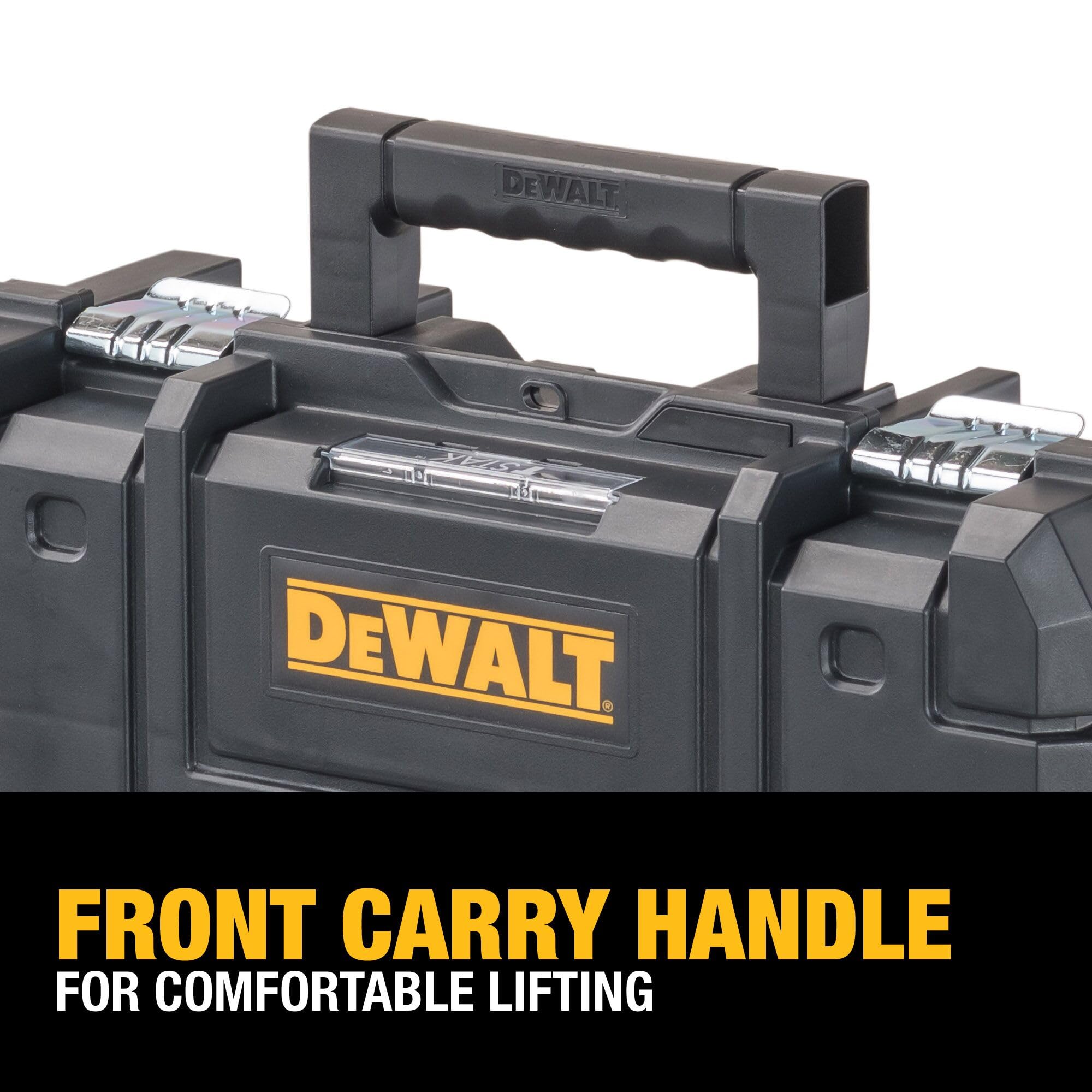 DEWALT unidades TSTAK apiladas mostrando modularidad y estabilidad