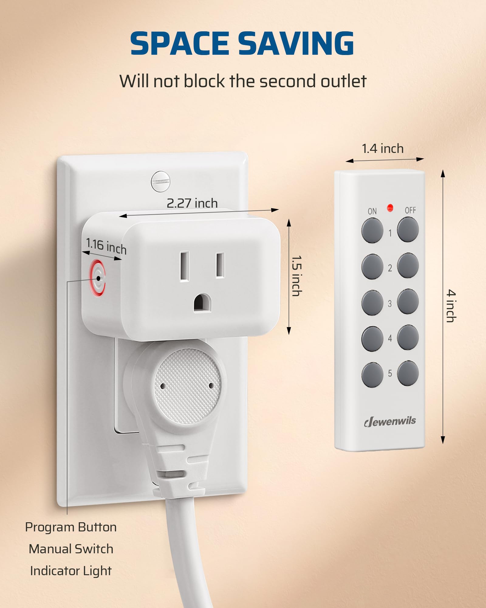 DEWENWILS receptor instalado detrás de mueble para enchufe difícil