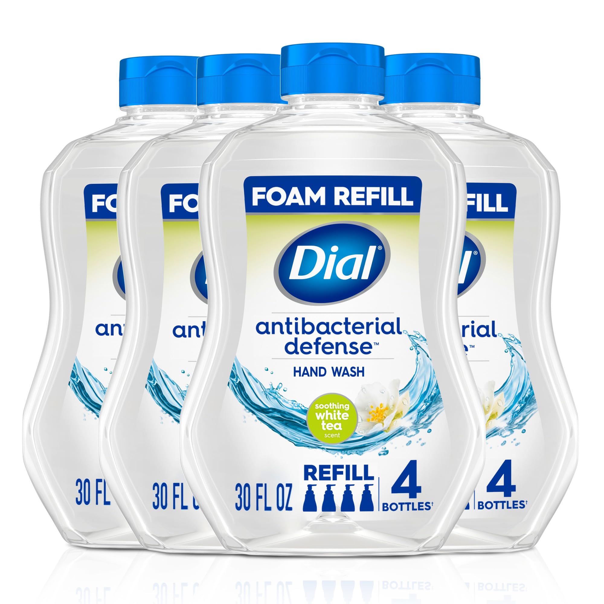 Dial botella frontal 30 oz mostrando tamaño y fragancia té blanco para reposición