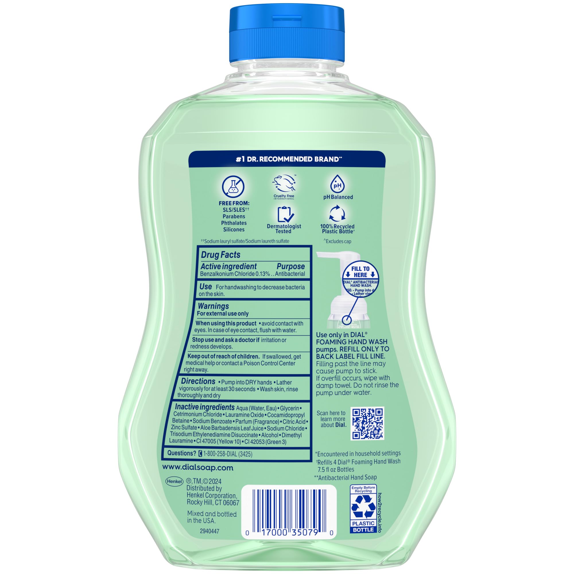 Dial paquete de cuatro botellas listo para reemplazar dispensadores domésticos