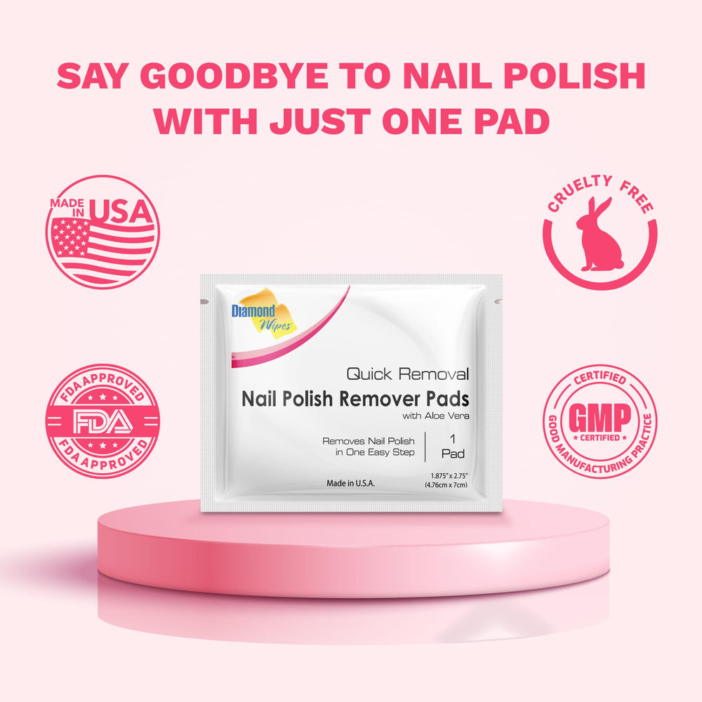 Diamond Wipes pad actively removing nail polish showing fast results