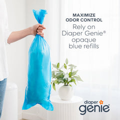 Diaper Genie primer plano del film opaco que oculta contenido y reduce olores